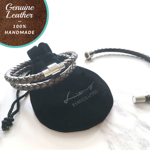 [3-5 Days Pre-Order] Braided Leather Bracelet- Magnetic clasp