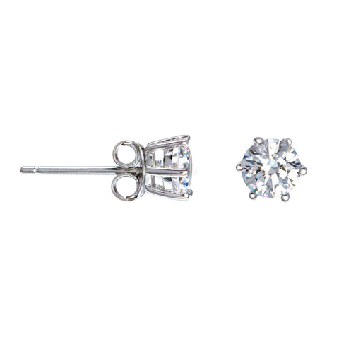 Angie Jewels & Co. 6 Prong Solitaire Stud Earrings Made With Swarovski Zirconia