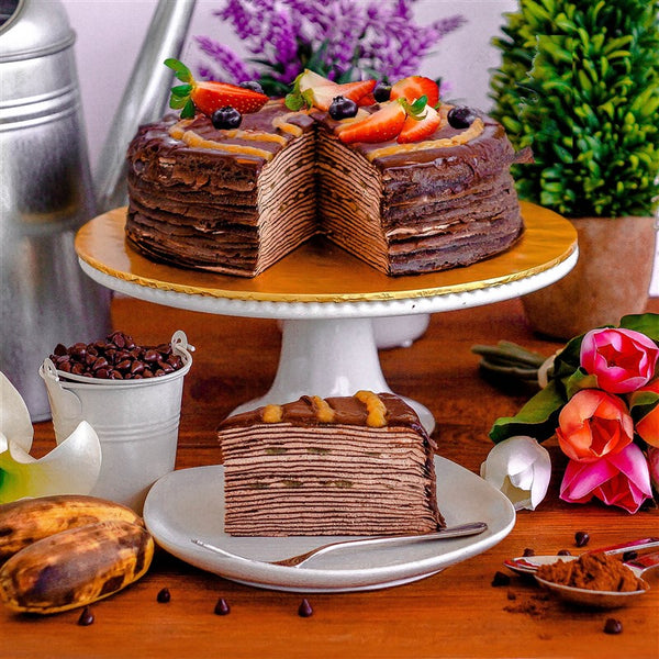 Chocolate Banana Mille Crepe Cake