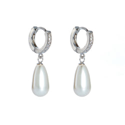 Angie Jewels & Co. Teardrop Swarovski Crystal Pearl Loop Earrings