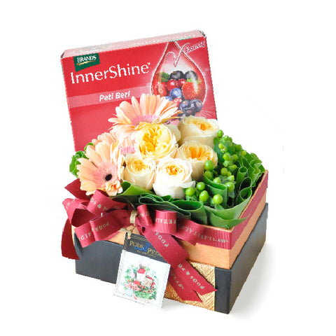 [1 Day Pre-Order] BERRY FLORY - BRAND INNERSHINE BERRY ESSENCE GIFT WITH ROSES & GERBERAS