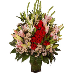 Floral Grandieo - Lilies Roses Flower Vase Bouquet