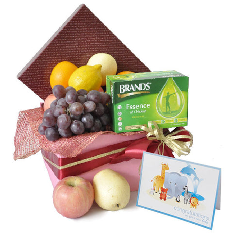 [1 Day Pre-Order] Healthy Mom - Brand's Essence of Chicken with Fruits & Baby Custom Card Gift Hamper