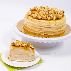 Cinematic Salted Caramel & Popcorn Mille Crepe Cake